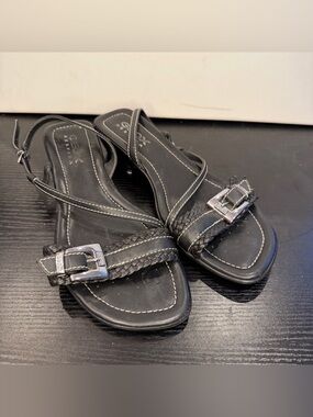 Geox Respira Black Leather Strappy Sandals Size 39.5 US 9